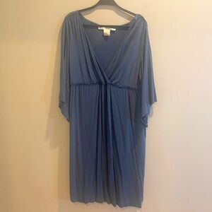 Max Studio women's blue empire waist drapey dress bell sleeve size large